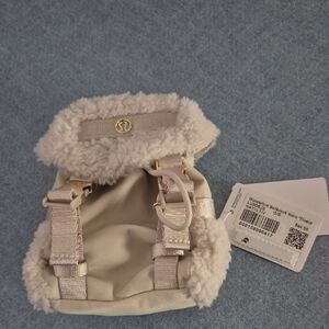 lululemon athletica Cream Mini Shearling-Trim Backpack